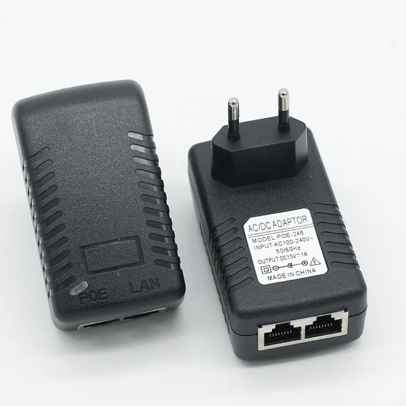 15V 1A Injetor Euro Plug Ethernet POE para montagem em parede