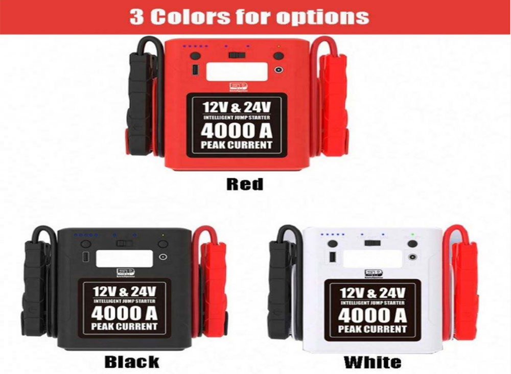 Sobre o carregador de bateria de lítio para oficina de carro de emergência 12V 24V 56000mAh e jump starter