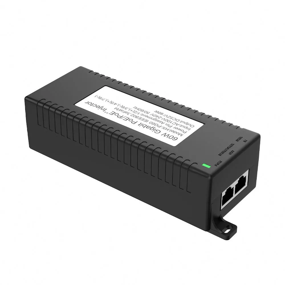 Injetor POE de mesa de 60 W com IEEE802.3AF/AT/BT