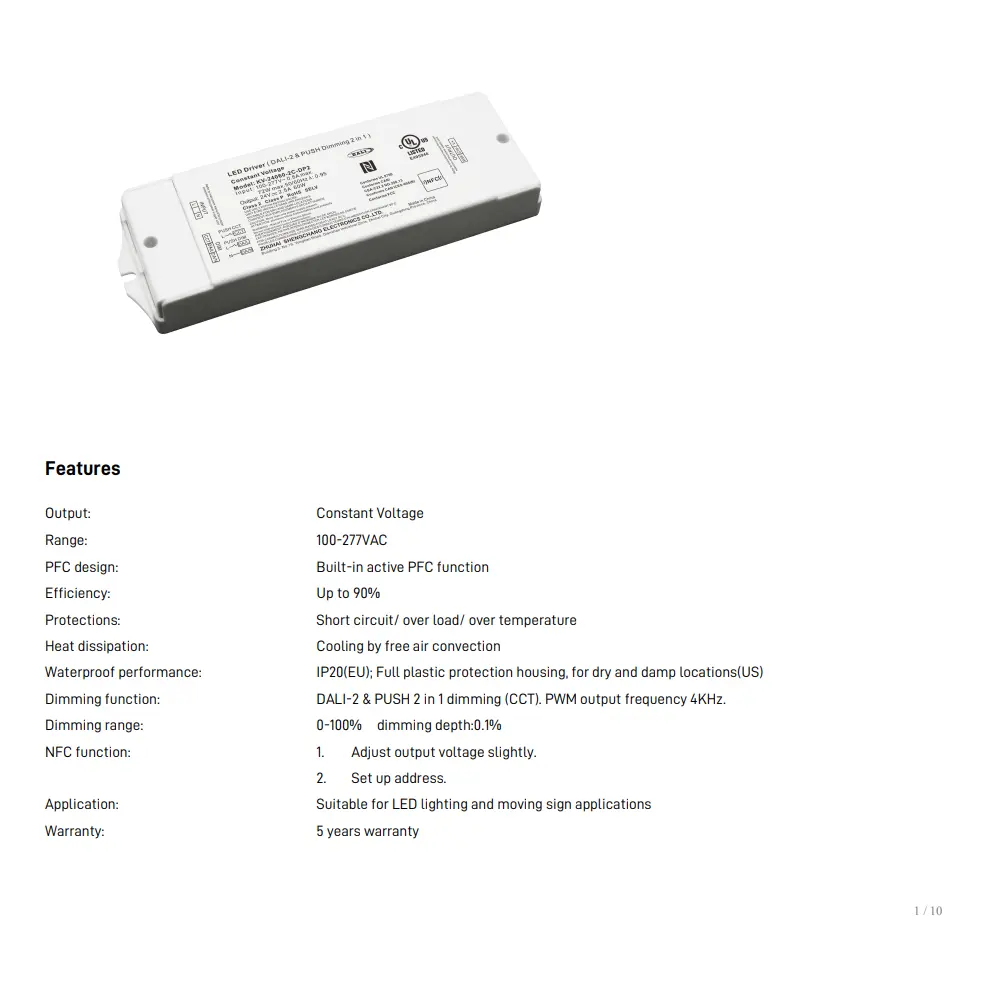 Driver LED regulável 60W TUYA Zigbee CCT