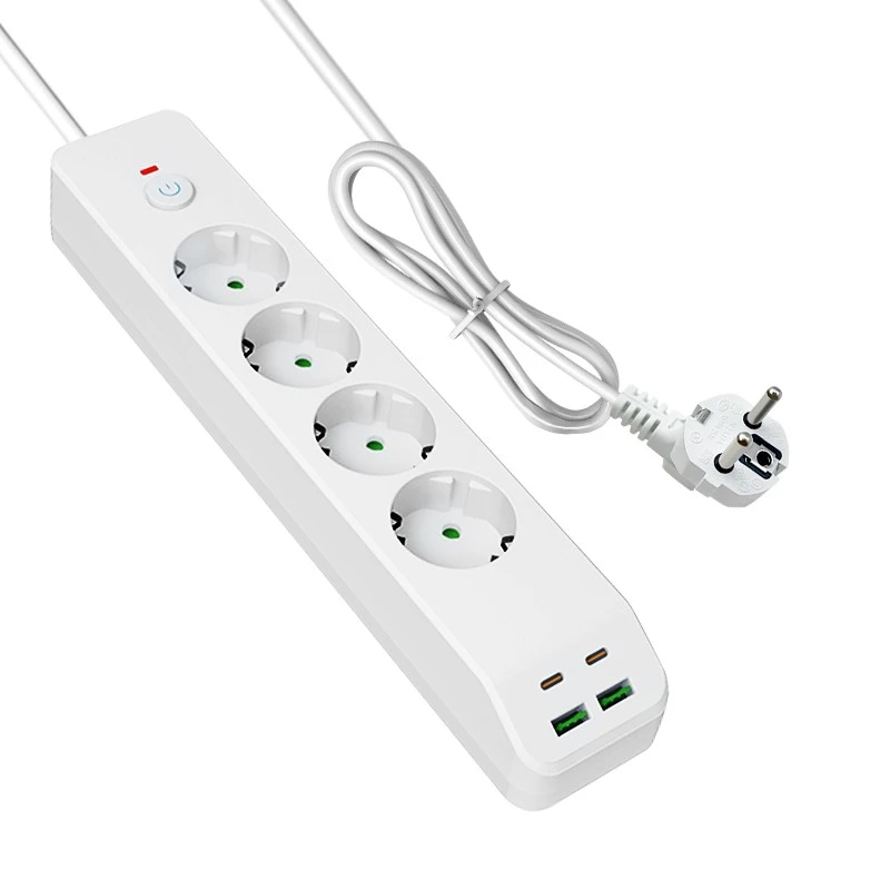 Power Strip UE de carregamento rápido com 4 AC e 4 USB