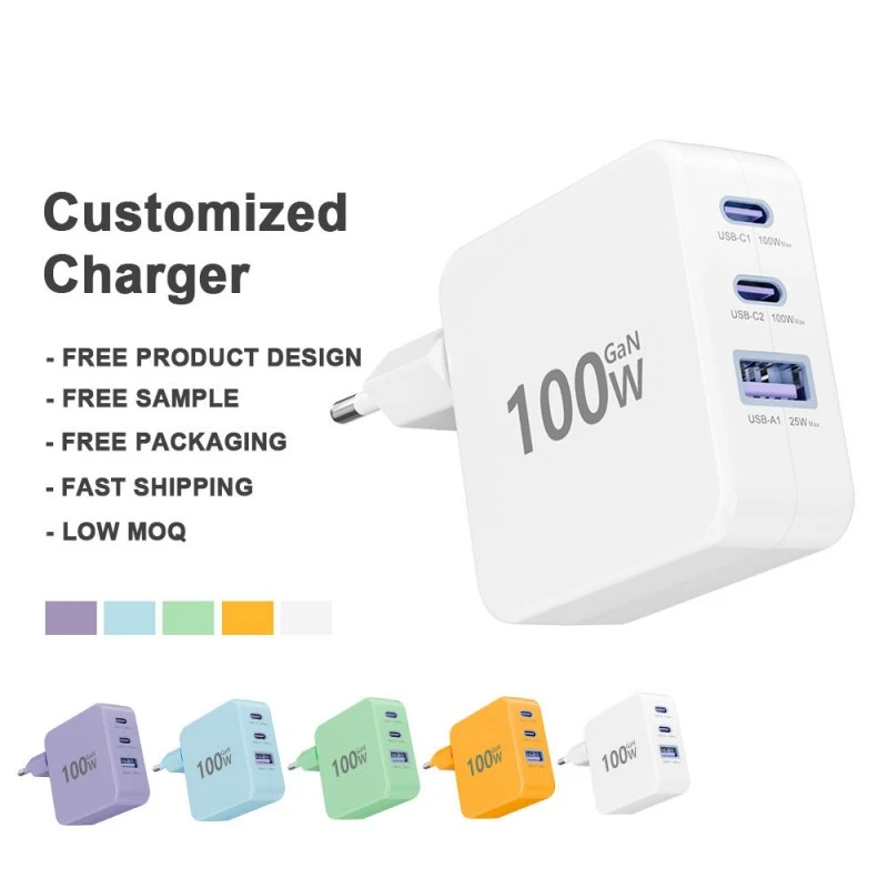 PD 3.0 100W Type C Carregador rápido UK US AU EU Carregador de parede compatível