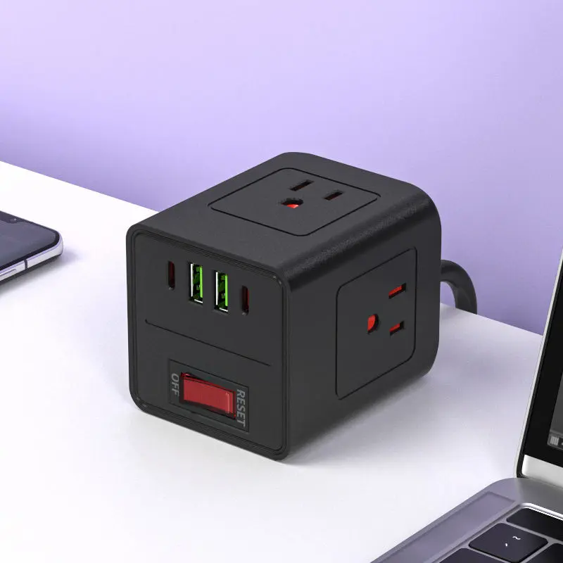 Us Flat Plug Travel Power Strip Cube Tomada de energia